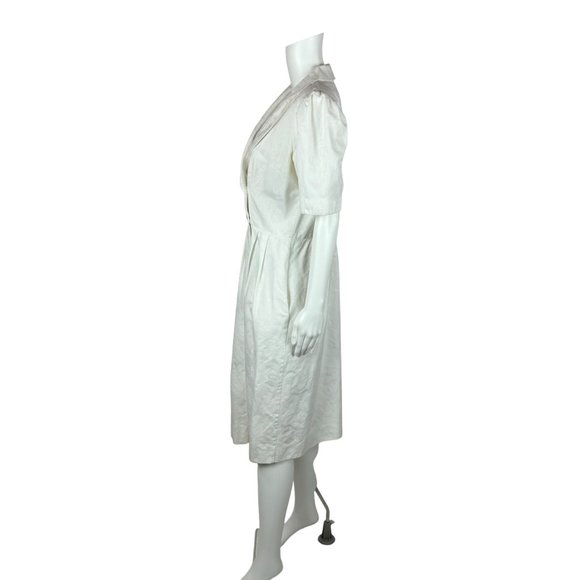 Vintage 80s Brocade Dress White Floral Collared Party Cocktail Petite Lanz - Picture 8 of 10